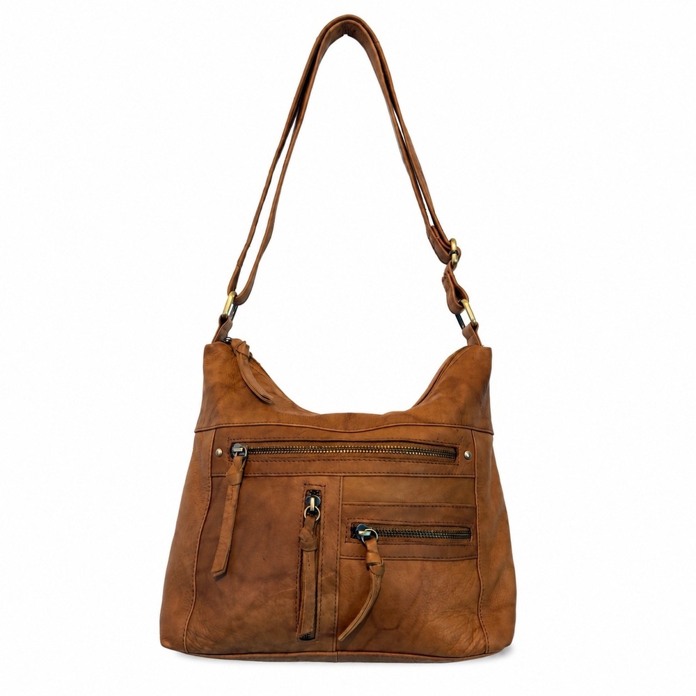 Great American Leather Works Tan Leather Multi Pocket  Bag Hobo Shoulder